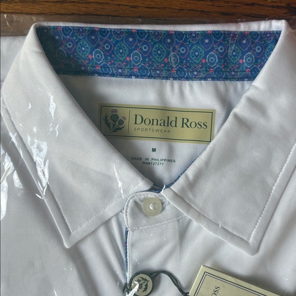 Donald Ross Sportswear Men's Golf White 1/4 Button Down Polo Short Sleeve Shirt - Picture 2 of 6